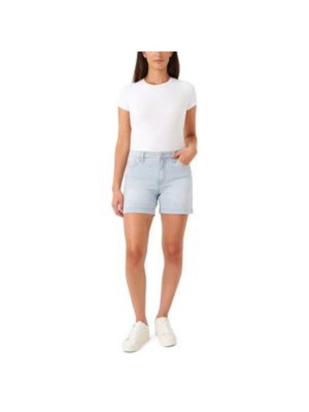 Seven7 Womens Striped Denim Shorts Size 4 Light Wash Casual Summer Style